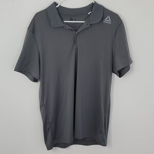 Reebok large grey speedwick athletic short sleeve polo shirt